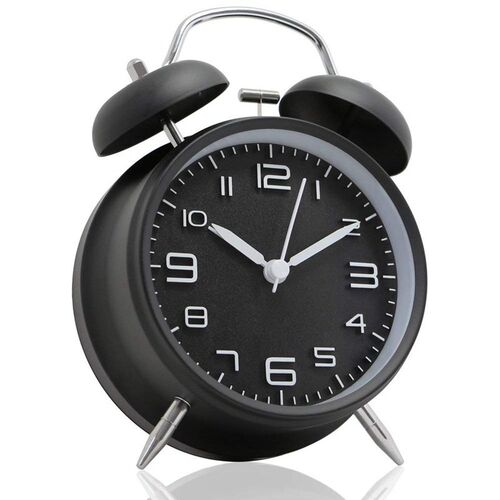 4 inch Twin Bell Alarm Clock Metal Frame 3D Dial with Backli