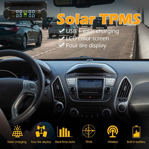 T05 Solar Power TPMS Car Tire Pressure Monitoring System LCD