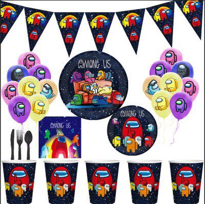 New Arrival Among Us Theme Birthday Party Cartoon Tableware