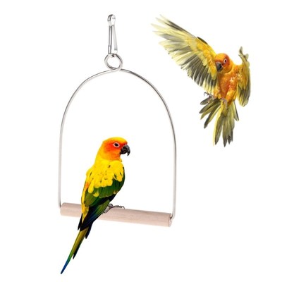 Natural Wooden Birds Perch Parrots Hanging Swing Cage Toys S