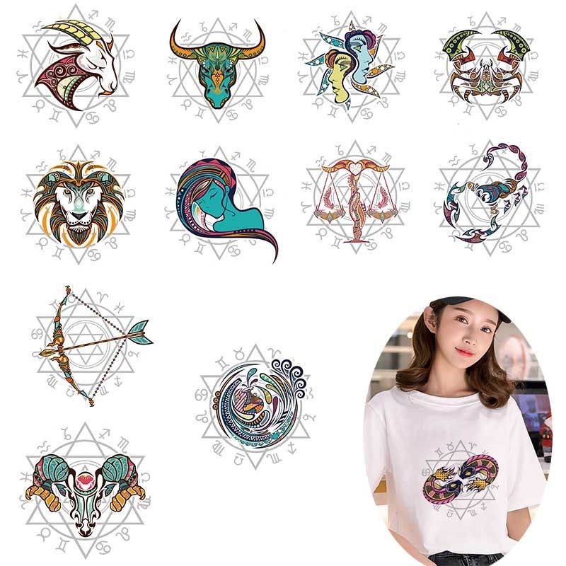 Twelve Constellations Heat Sticker Iron on Transfers For Cl
