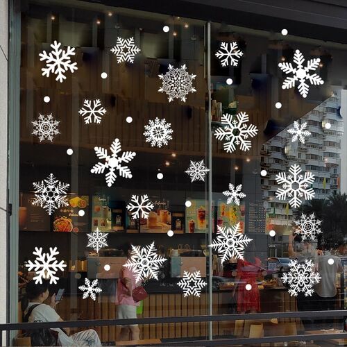 Christmas snowflake stiCkers store window glass deCorative