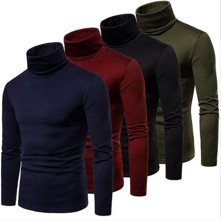 New Streetwear Men's Winter Warm Cotton High Neck Pullover J