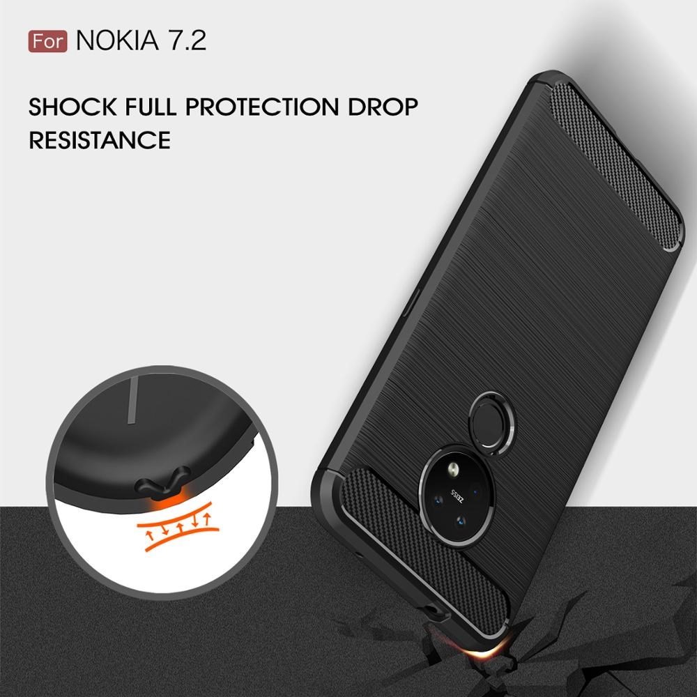 For NOKIA 7.2 6.2 2.3 Hybrid Brushed Carbon Fiber Case Soft