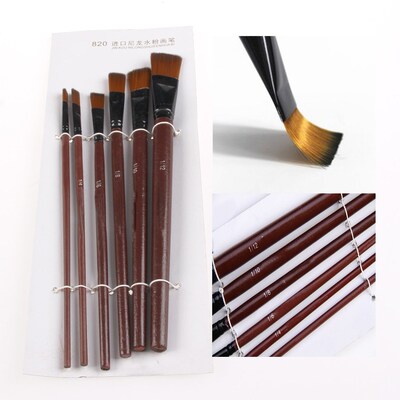 6Pcs Nylon Acrylic Oil Paint Gouache Brushes For Artist Supp