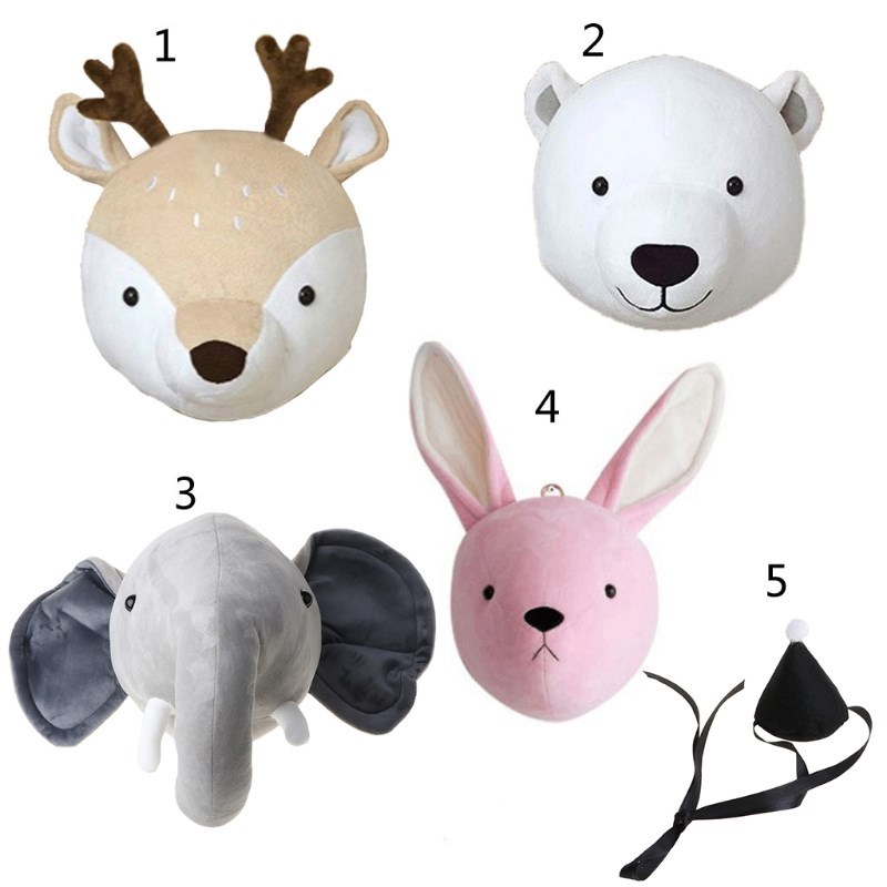 Kids Room Decoration 3D Animal Heads Wall Hanging Decor For