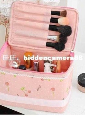 Durable P ink Cherry Women Bow Make Up Comestic Organizer St
