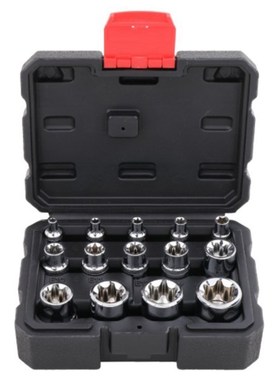14Pc 1/4 3/8 1/2 Torx Star Socket Set Adapter E Type E4-E24