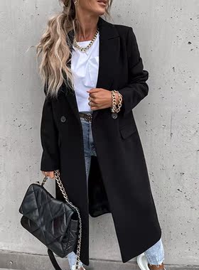 Autumn Winter Turn-Down Collar Woolen Coat Tops 2021 New Fas