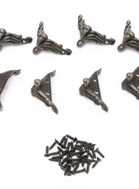 8xDecorative Antique Bronze Jewelry Gift Box Wood Case Feet