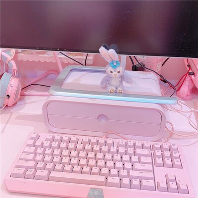 Lovely Pink Desktop Computer Heightening Box Keyboard Storag