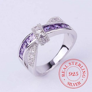 925 Sterling Silver Jewelry Vintage Purple Crystal Coup