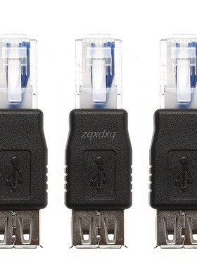 3PC USB A Female F to Ethernet RJ45 Male Router Adapter Plug