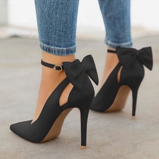 Pumps Women High Heels Woman Bow Pointed Toe Stiletto Buckle