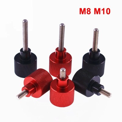 1PCS M8 M10 Black & Red Knurled Thumb Screws Aluminum Alloy