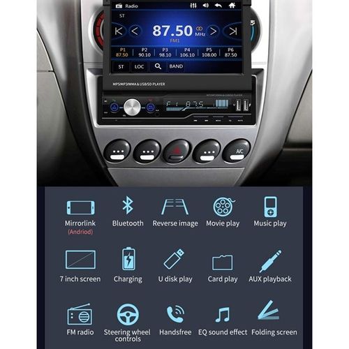 7 Inch Car Stereo Audio Radio 1 Din MP5 Player with Folding