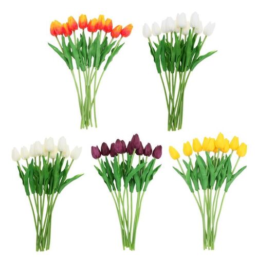 10pcs Artificial Tulip Flowers Wedding Decoration PU Leather