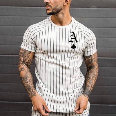 T Shirt for Men Stripped Tshirt Summer Men Clothing Streetwe