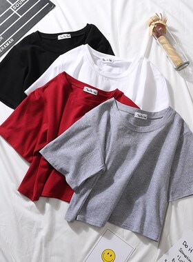 2020 Summer Short Sleeve T Shirts Women Cotton Solid T-shirt