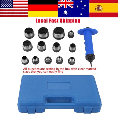 13Pcs Hollow Hole Punches with Punch Handle Heavy Duty Leath