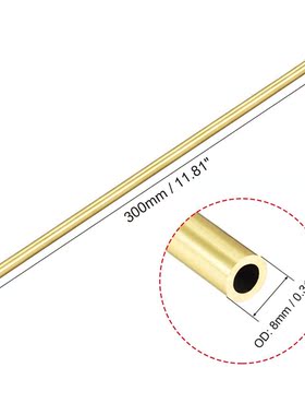 Brass Round Tube 300mm Length 8mm OD 1.5mm Wall Thickness Se