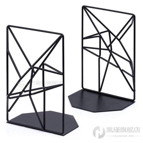 Bookends Black,Decorative Metal Book Ends Supports for Shelv