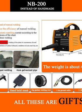 220V ONLY 3 in 1 MIG MMA Gasless Welding Machine Welder 0.5m