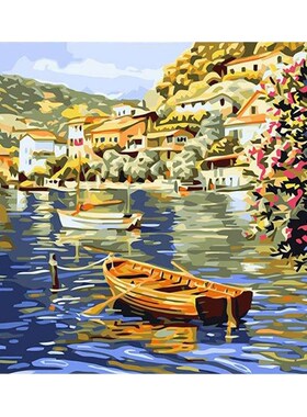 Loving Santorini Canvas DIY Oil Painting for Kids Adults Beg