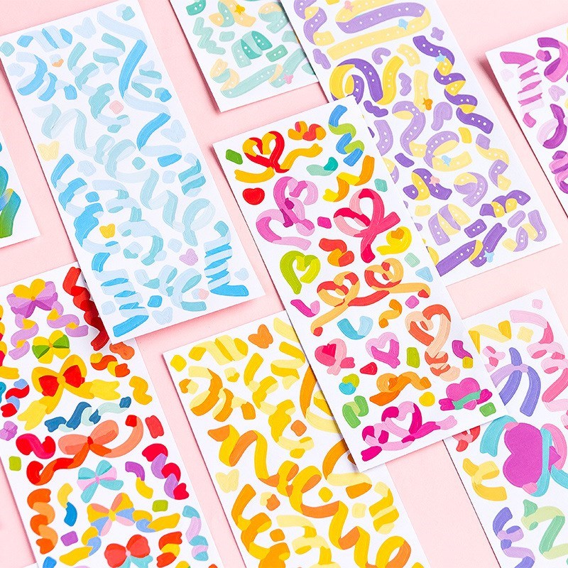 Pink Rainbow Star Ribbon Stickers Album Polaroid Decorative