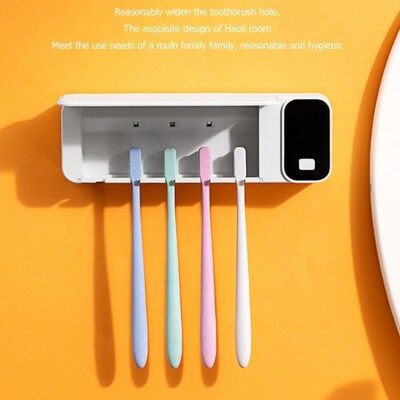 Wall-Mounted UVC Ultraviolet Toothbrush Steriliser Rack Auto