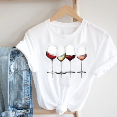 Impress?o feminina roupas de vinho senhora manga curta casua