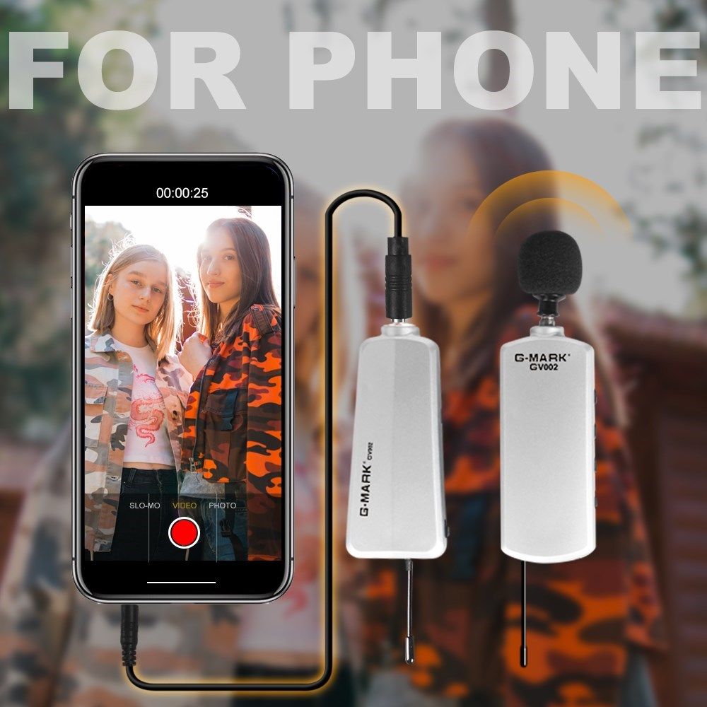 Wireless Lavalier Microphone G MARK GV002UHF For Phone DSLR