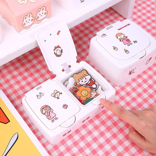 W&G Ins Button Desktop Cute Storage Box with Lid Sundries Mi