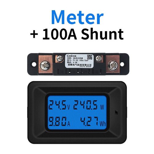 20A/50A/100A Digital DC 8-100V Voltmeter Ammeter LCD 4 in 1