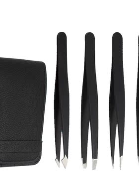 4 Piece Set Eyebrow Pliers  Tip With Case Professional Tweez