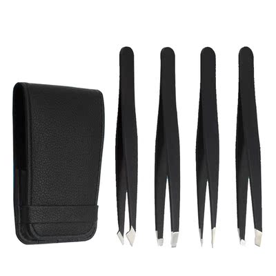 4 Piece Set Eyebrow Pliers  Tip With Case Professional Tweez