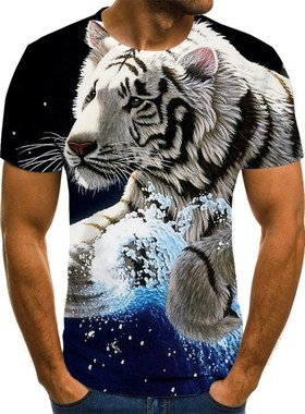 Summer 2020 new 3D printed T-shirt animal print men's T-shir