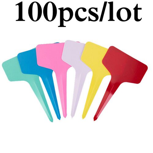 100PCS Plant Tags T Type Plant Markers Colorful Waterproof L
