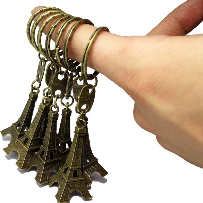 10pcs/lot Paris Eiffel Tower Keychains Bronzed 5cm Height M
