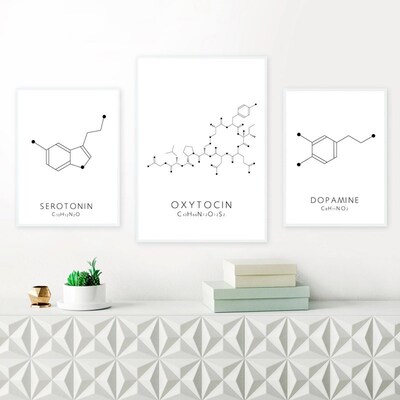 Molecule Serotonin Wall Art Canvas Poster Print Oxytoci