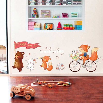 Cartoon Animal Wall Sticker Baby Room Kindergarten Home Deco