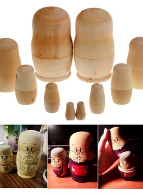 5Pcs DIY Wooden Blank Embryos Russian Nesting Dolls Matryosh