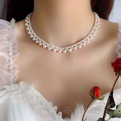 Pearl necklace covered scar neck chain super fairy neck