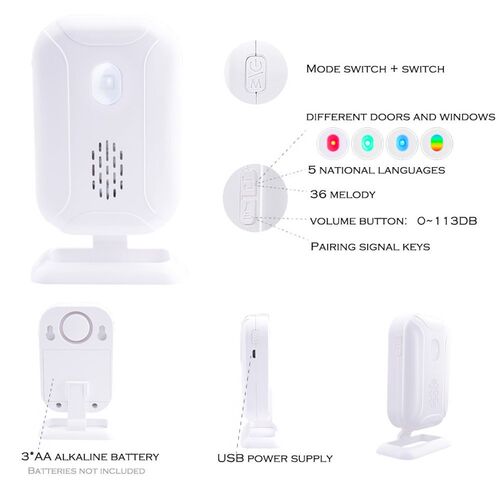Wireless Doorbell Welcome IR Infrared motion sensor Alarm ra