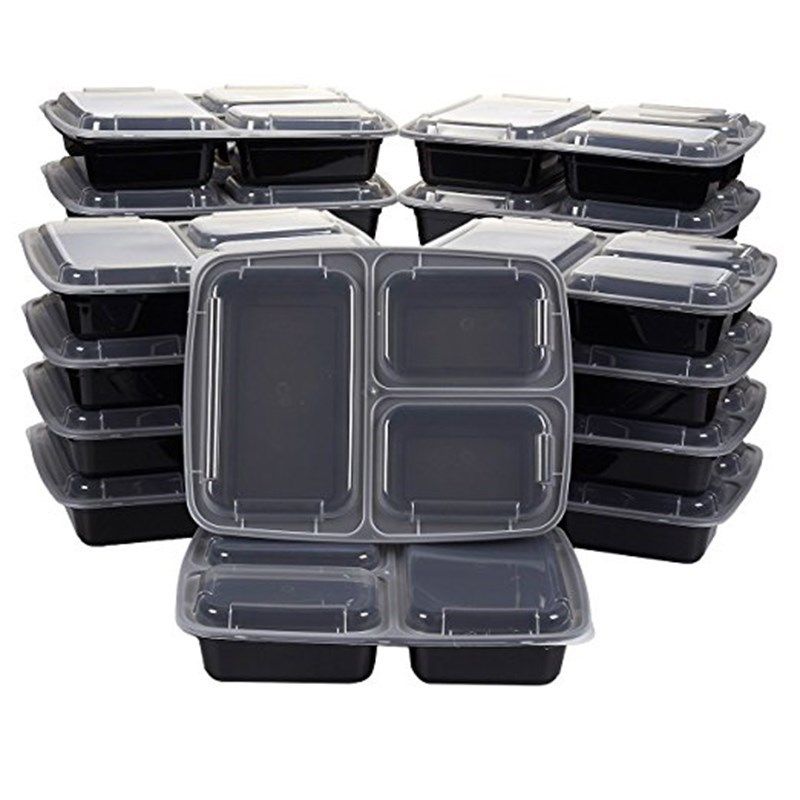 10pcs reusable meal prep bento box container 3 compartt with