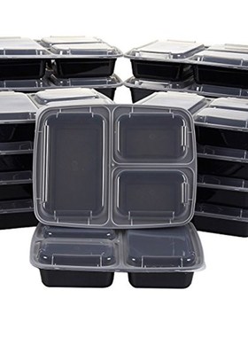 10Pcs Reusable Meal Prep Bento Box Container 3 Compartt with