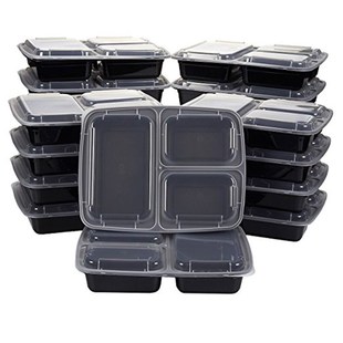 10Pcs Reusable Meal Prep Bento Box Container 3 Compartt with