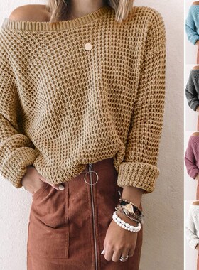 2021European and American new sweater ladies pure color loos