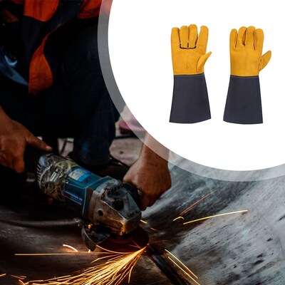 Welding Work Gloves Palm Welders Thick Cow Split Leather Kit