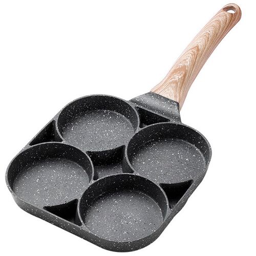 New 4 Hole Omelet Pan for Burger Eggs Ham Pancake Maker Wood